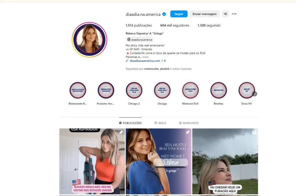 Perfil oficial de @diaadia.na.america no Instagram com 604 mil seguidores